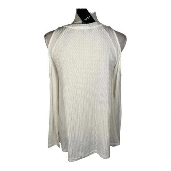 🤍 VERY J “Give Me The Cold Shoulder Ivory Top” size Small - Picture 3 of 5